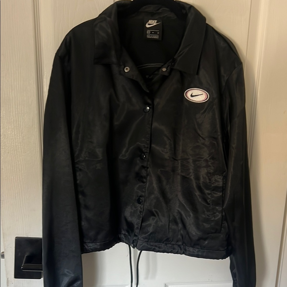 Nike Black Satin Button-Up Jacket